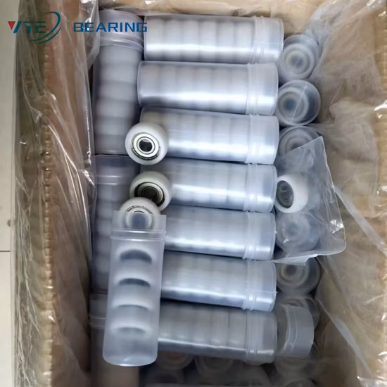 Cojinetes recubiertos de PU de poliuretano con 625 626 608 según su dibujo Rueda de puerta de nailon moldeado por inyección de plástico Rueda de polea de puerta y ventana Ventana corrediza de UPVC